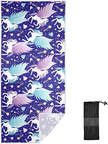 Miniatura 8 de KJIZMO Bonita toalla de playa de microfibra Flying Pegasus absorbente, toalla de baño de secado rápido, toalla de viaje portátil para gimnasio,