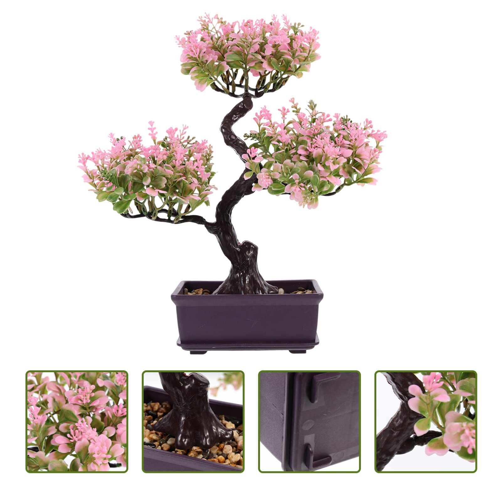 GANAZONO Artificial Bonsai Plant Pot Realistic Fake Potted Plant Desktop Ornament for Home Office Decoration No Maintenance 14.17X12.60X3.94In - Image 4