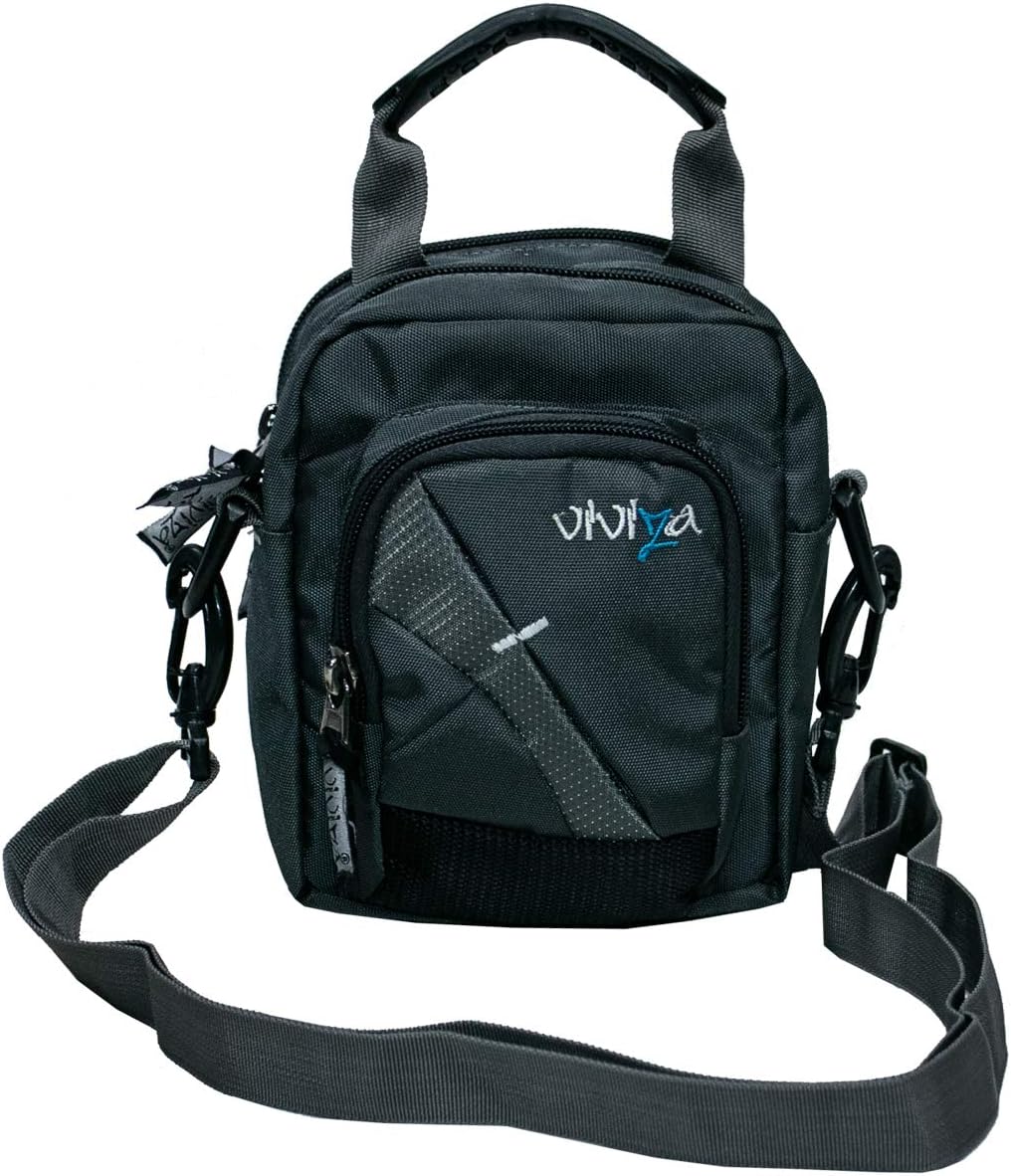 Viviza Double Compartment Cross Body Pouch Bag for Unisex-Viviza Grey Cross Body Pouch