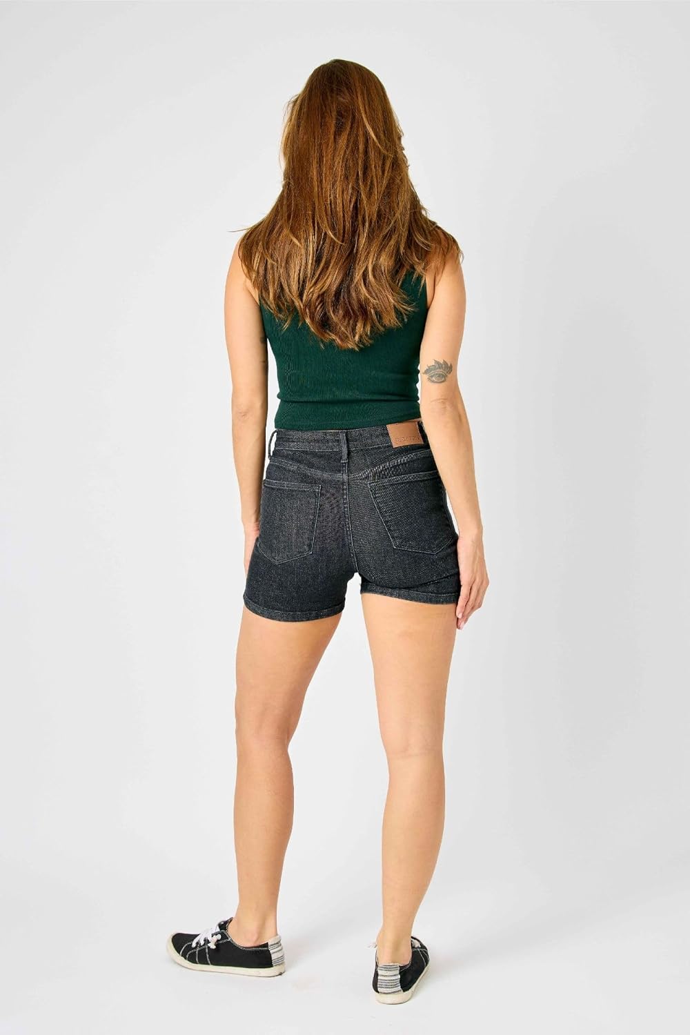 Judy Blue High Waist Washed Black Shorts for Women - Tummy Control, Stretch Denim, 4" Inseam, Cotton Comfort - 150247