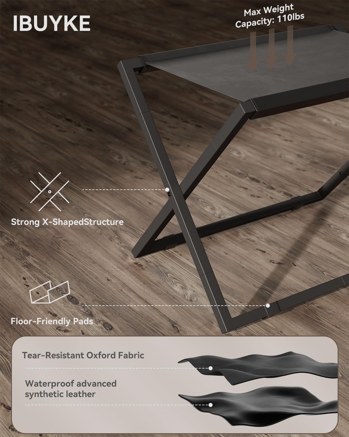 IBUYKE Luggage Rack Foldable Suitcase Stand Metal Holder Black