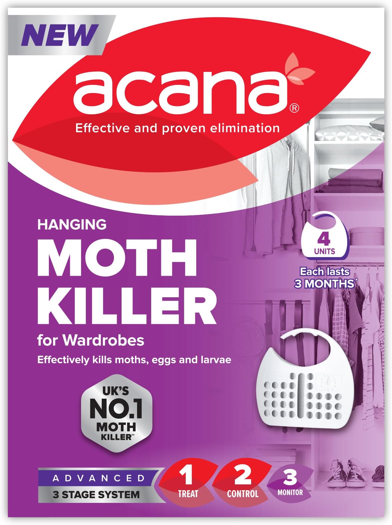 Acana 2675-1 Hanging Moth Killer And Lavender Freshener - White (pack Of 4)