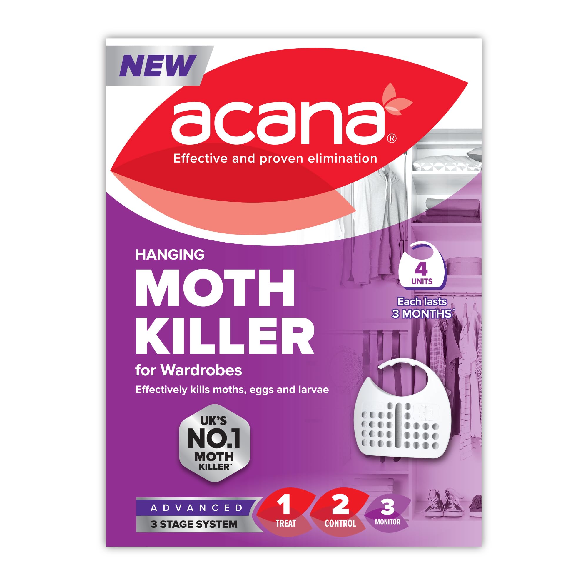 Acana Hanging Moth Killer 2 pack For Wardrobes - Max Performance - Kills in 24 to 48 Hours - Protects Clothing & Bedding — view 7