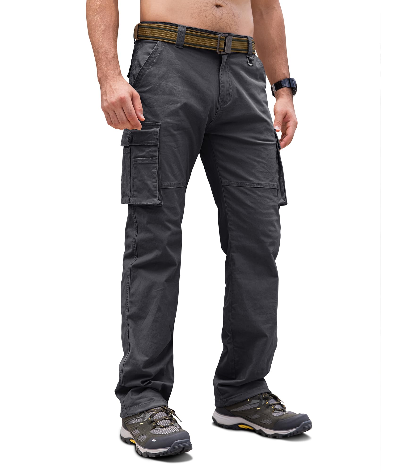 Cindeyar Cargohose Herren Relaxed Fit Baumwolle Wanderhose Herren Casual Arbeitshosen Männer Outdoor Militär Taktische Hosen mit Multi Taschen