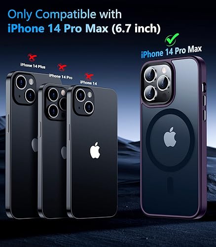 Miniatura 2 de Temdan Magnetic Case for iPhone 14 Pro Max Case, Compatible with MagSafe 2Pcs Tempered Glass Camera Protector & Screen Protector Slim Translucent