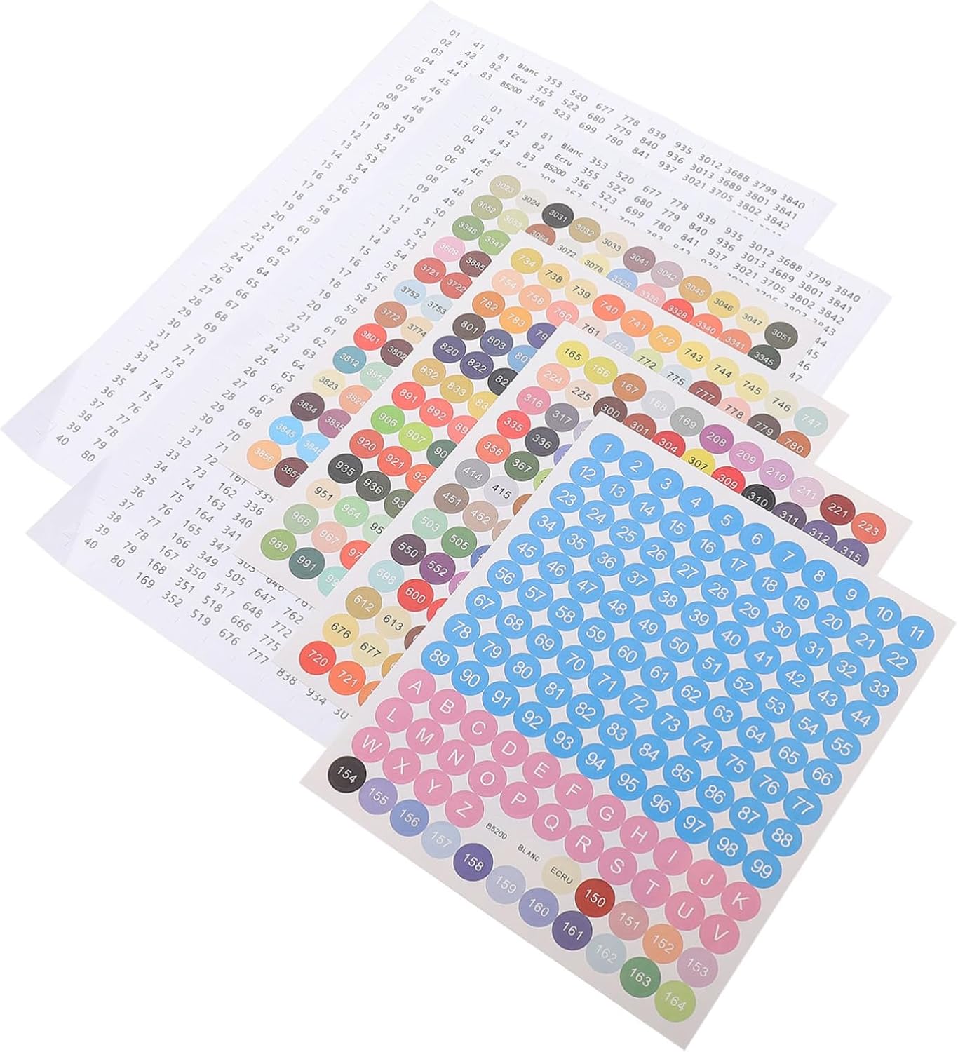Number Label Stickers 3 Sheets White Paper Self Adhesive Xmas