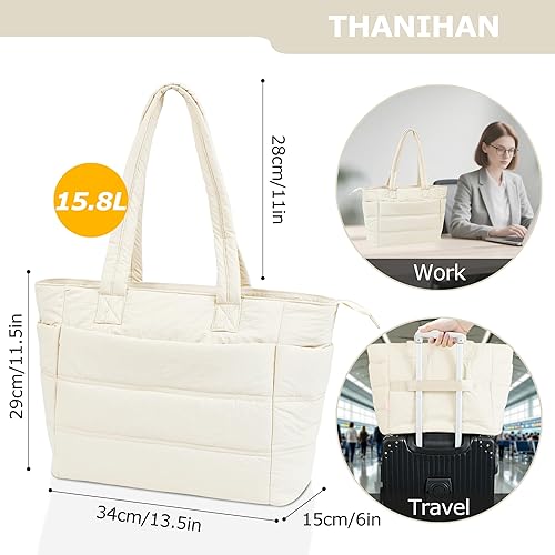 Miniatura 2 de Bolsa de mano para mujer, bolsa de mano hinchada de viaje para mujer, bolsa de mano de trabajo acolchada, bolsa de hombro para viajes, trabajo,