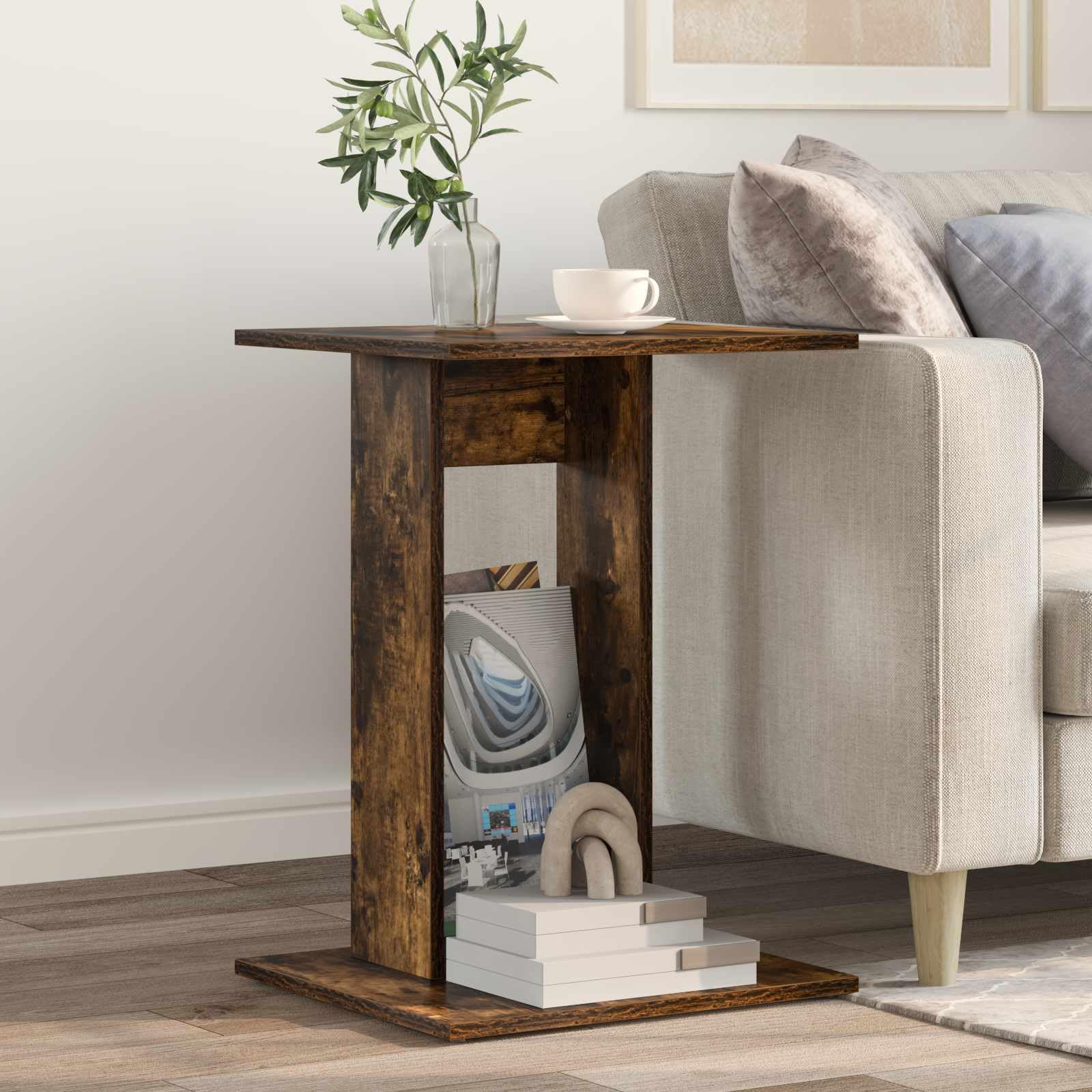 Mesa auxiliar de madera de roble ahumada, 45 x 40 x 62,5 cm, mesa de centro moderna con estante para salón, sofá, dormitorio, pasillo