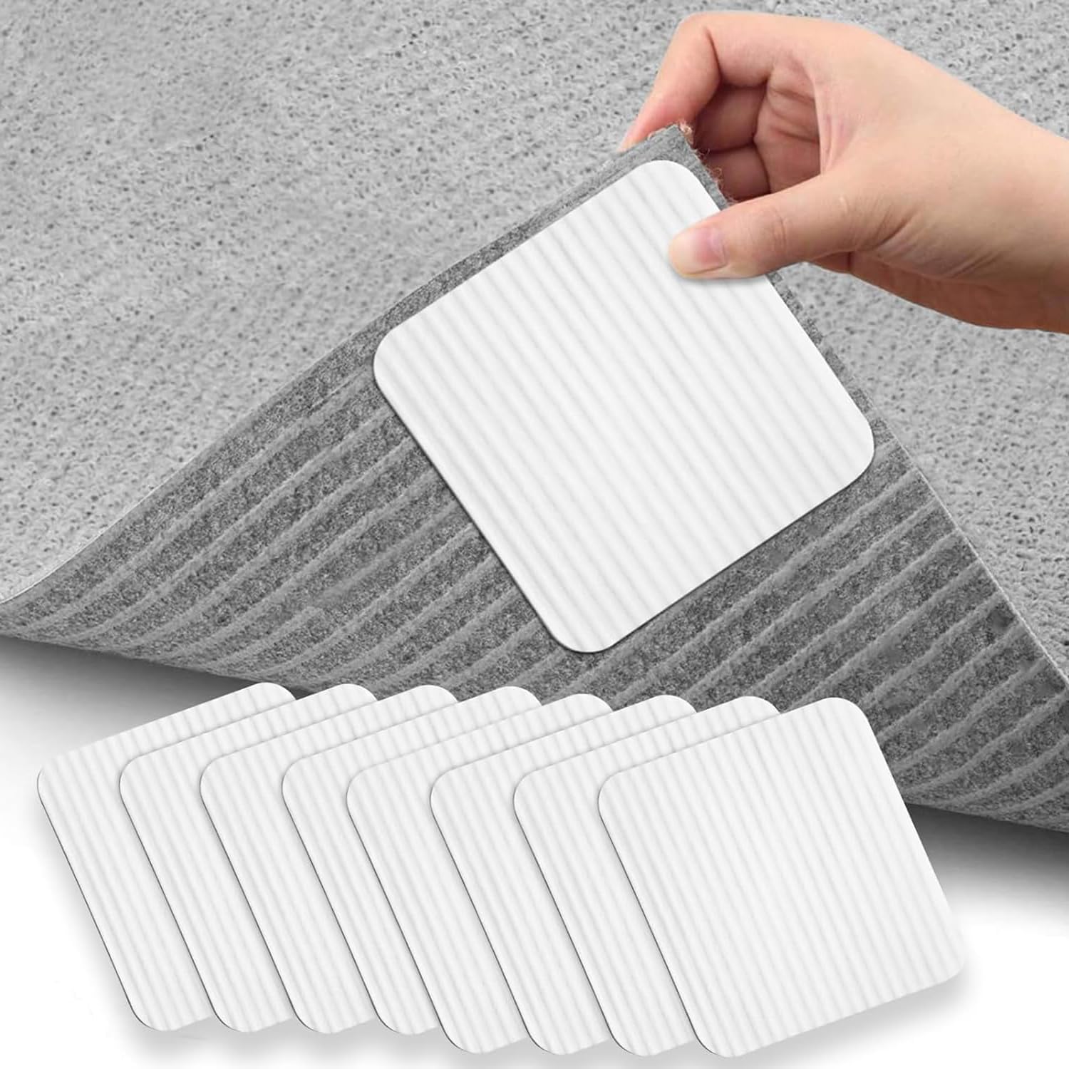 Square Rug Pads for Carpets, 10x10cm, Multipurpose Lining, Non-Slip Mat, Mesh for Rug to Keep Your Rug in Places and Make Corners Flat, Pack of 8-image-17