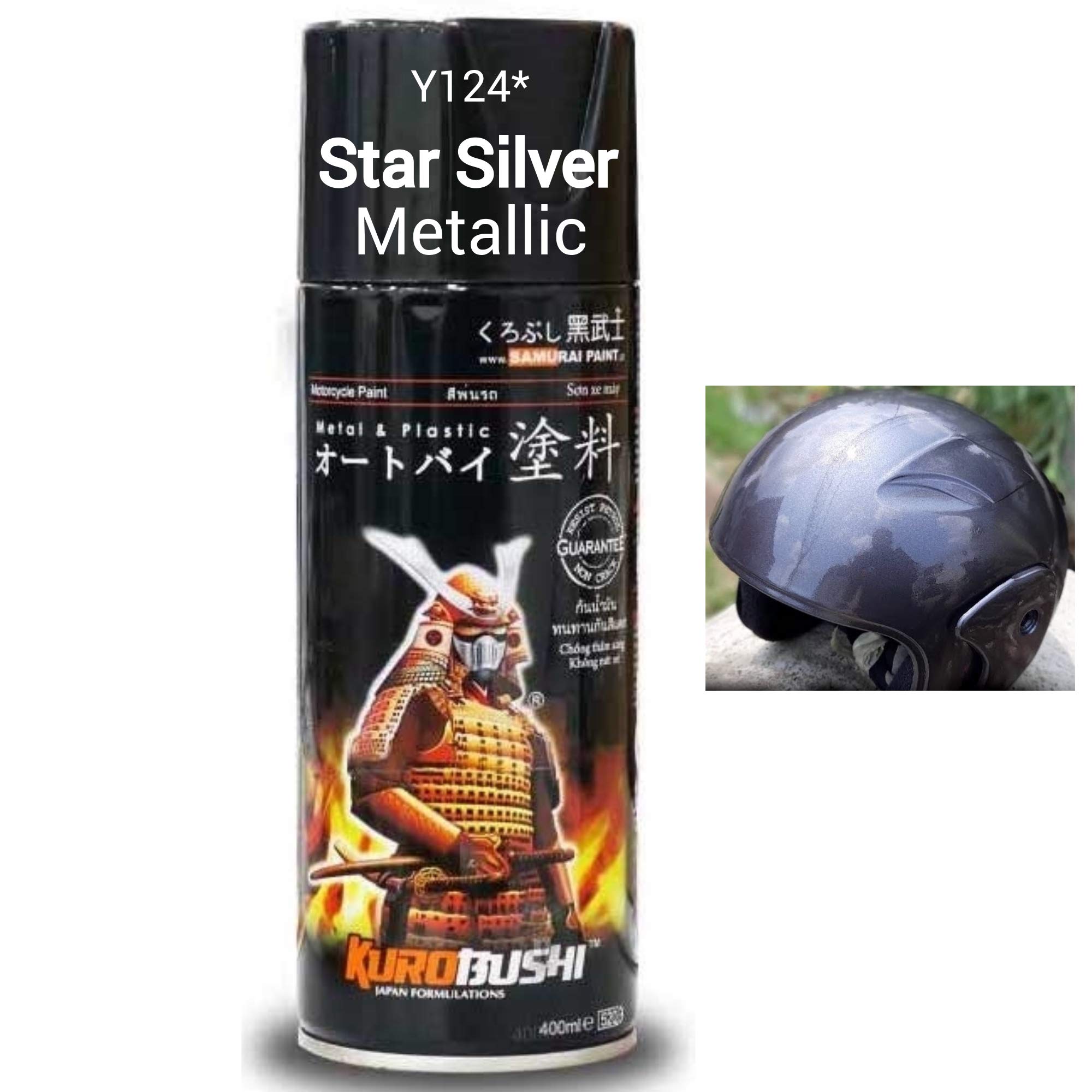 SAMURAI KUROBUSHI Spray Paint 1K 1Star Metallic #Y124*-Star Silver, Metallic Grey Finish (D-I-Y)- 400ml