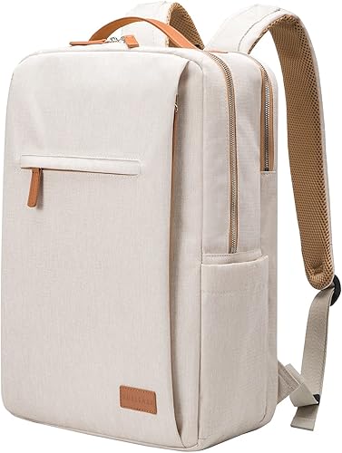 Mochila para hombre, mochila para laptop, mochila escolar impermeable, mochila para laptop de 15.6 pulgadas, mochila, USB, Beige, 42X30X18, Causal