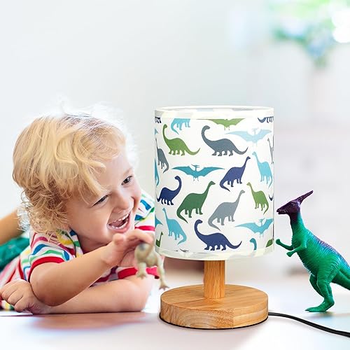 Miniatura 6 de VIHOSE Lámpara de mesita de noche para niños, para dormitorio, lámpara de mesita de noche con tela de lino, pantalla de dibujos animados, moderna