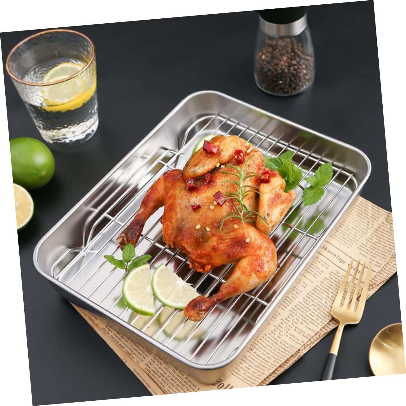 Set de Plaque de Cuisson en Acier Inoxydable Argenté, 1 Pièce