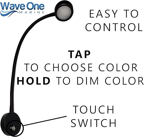 Miniatura 3 de Luz de lectura LED de cuello de cisne de doble color  Mapa de pared de cabina de velero flexible regulable para barco, yate, caravana, iluminación