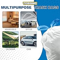 Vista 6 de Bolsas de basura de 2 galones con cordón de 0.96 mil - 120 unidades Bolsas de basura pequeñas sin aroma, blancas Forros mini para botes de basura