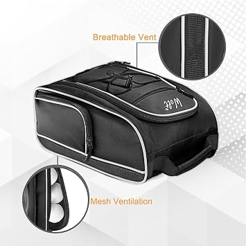 Wolt Golf Shoe Bag - Sports & Travel Shoes Carrier Bags with Ventilation & Double Outside Accessory Pocket for Socks, Tees, Golf Balls, Etc. for Women and Men (Black)