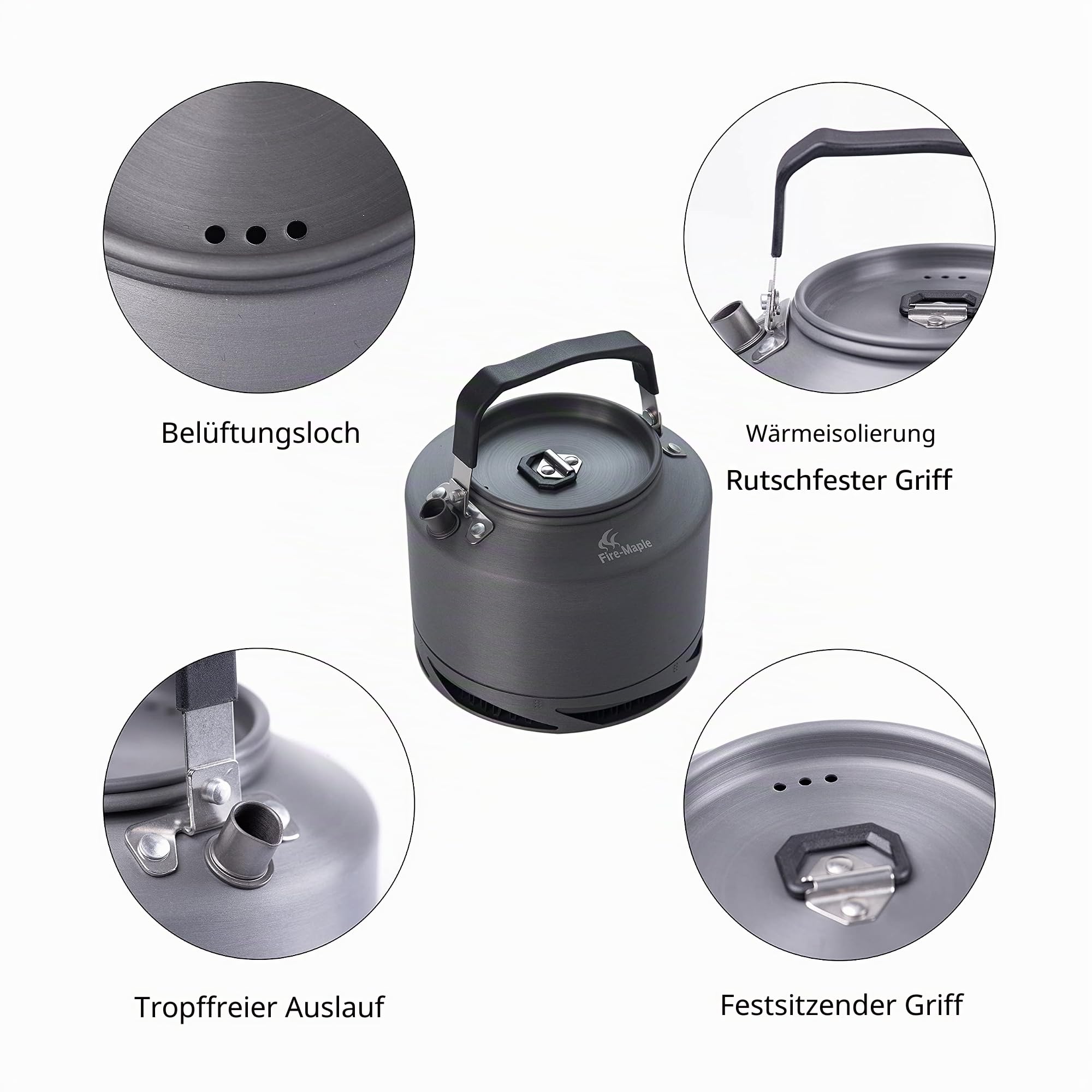 Fire-Maple FMC-XT2 Teekessel Camping Wasserkocher für Outdoor Wandern Picknick Kaffee Leicht zu Reinigen, Hart eloxiertes Aluminium und Edelstahl Kochgeschirr-Set Teekanne und Kaffeekanne Schwarz