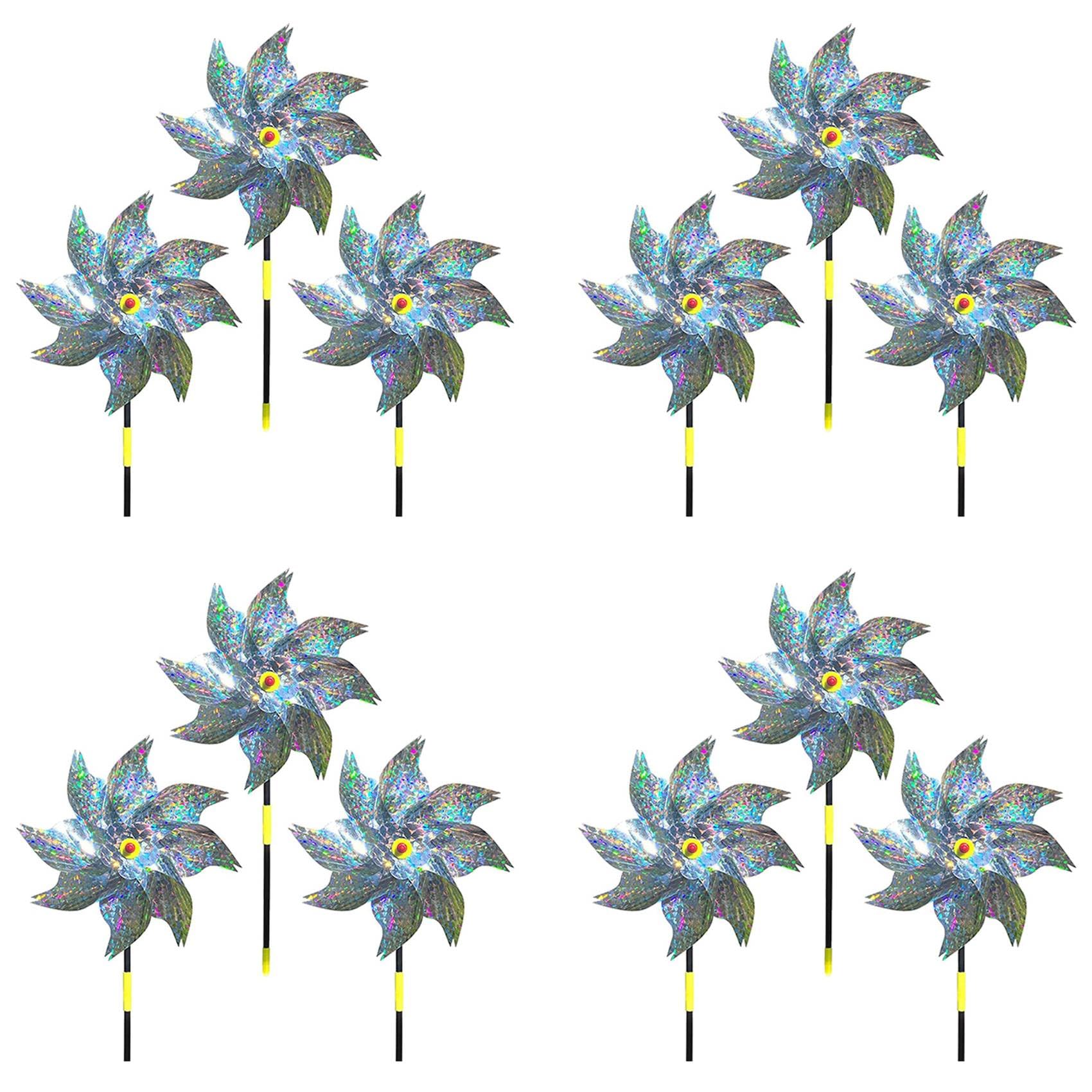 Jnchdghwa Multicolor 12 Pieces Windmills, Bird Repellent,Fruit Garden,Reflective Windmill, Bird Repellent, Bird Repellent