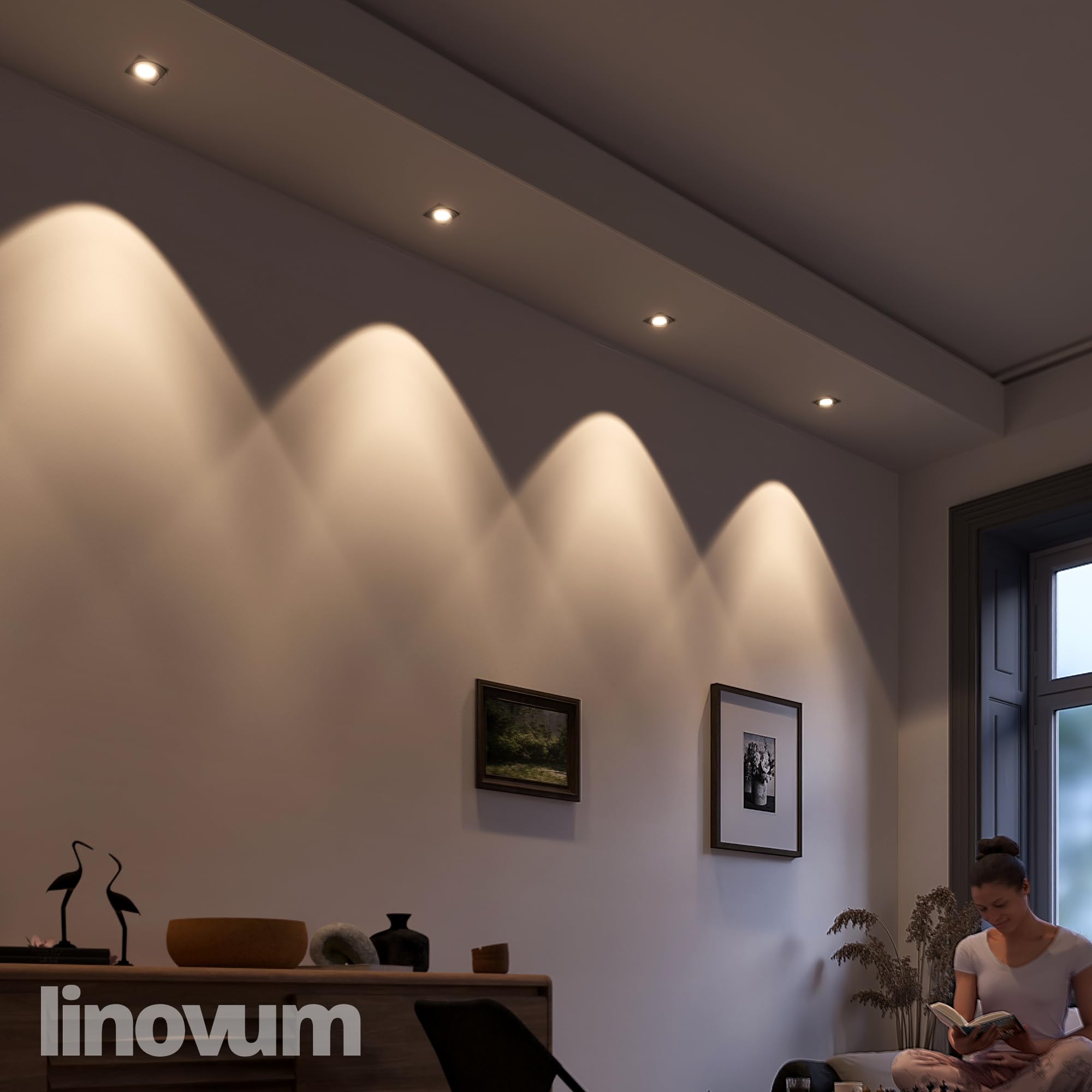 linovum Einbaurahmen 10x silber eckig starr GU10 inkl. Fassung