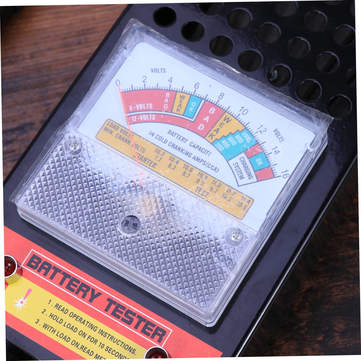 Comprobador de Batería 6-12v 100a Negro en Acero Inoxidable | Vehículo y Motor de Arranque, Diagnóstico de Consumo, Uso Sencillo con Luz Indicadora