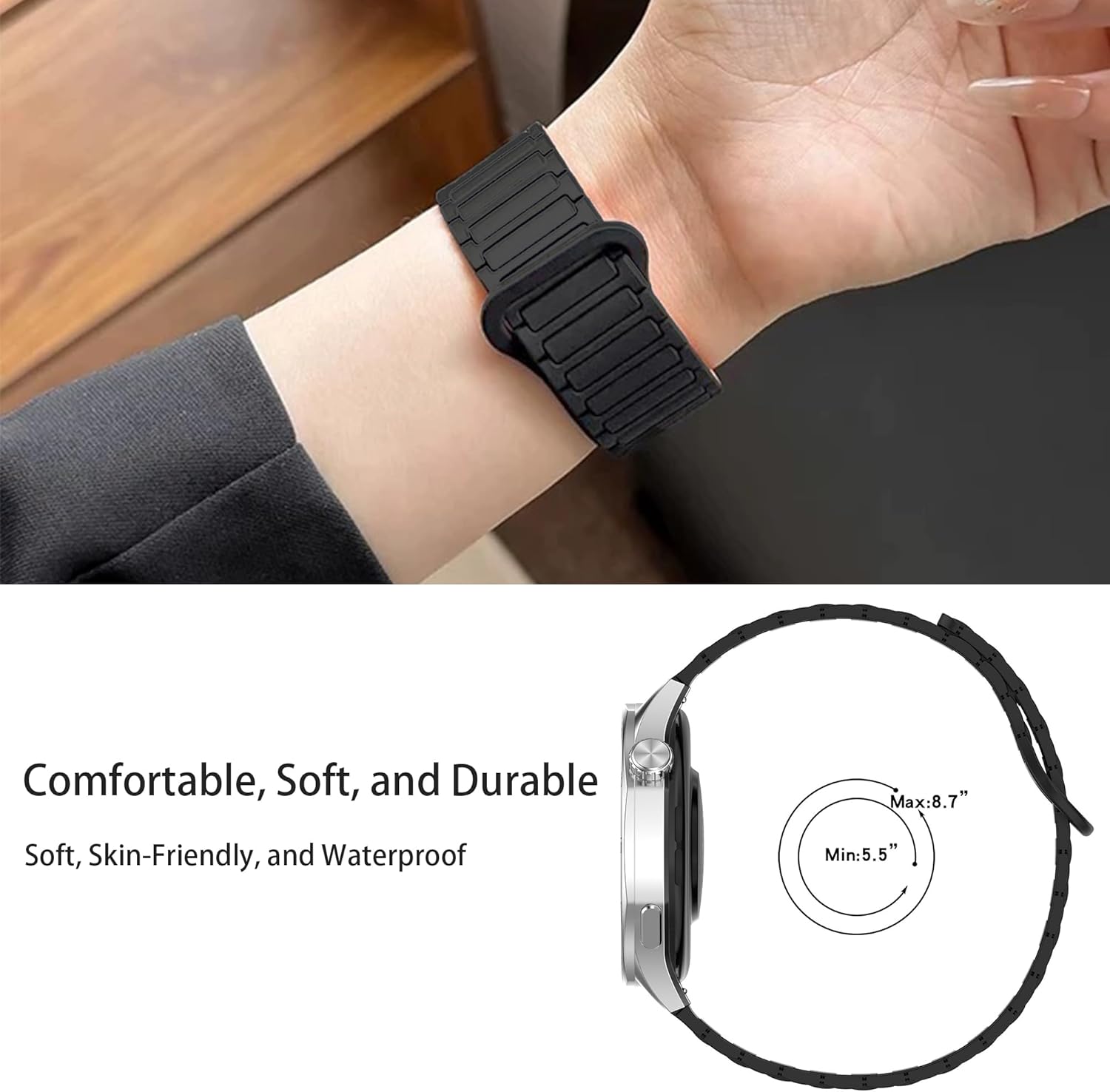 Lamshaw Compatible with Armitron Matrix Smartwatch bands, 20mm, 22mm Quick Release Silicone Sport Strap Watchband Compatible with Armitron Connect Matrix, Link, Lunar, Boom, Eclipse Smartwatch - Image 8