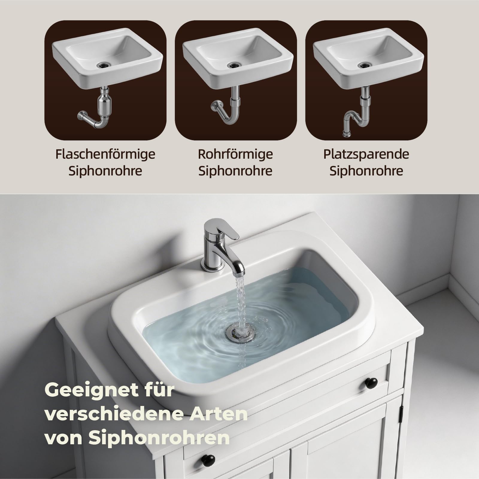 LEADZM Waschbeckenunterschrank, Badezimmerschrank, Aufbewahrungsschrank, 2 Türen 1 Schubladen, Viel Stauraum, Moderner Stil, 30 x 60 x 60 cm (Weiß)