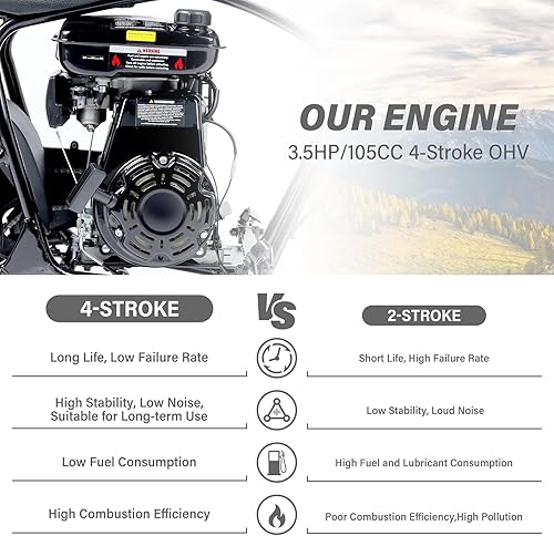 Miniatura 2 de Oryxearth Mini Moto de Cross para Niños, 105CC 4 Tiempos Motor de Gasolina para Niños Motocicleta de Trail Pit de Bolsillo Todoterreno