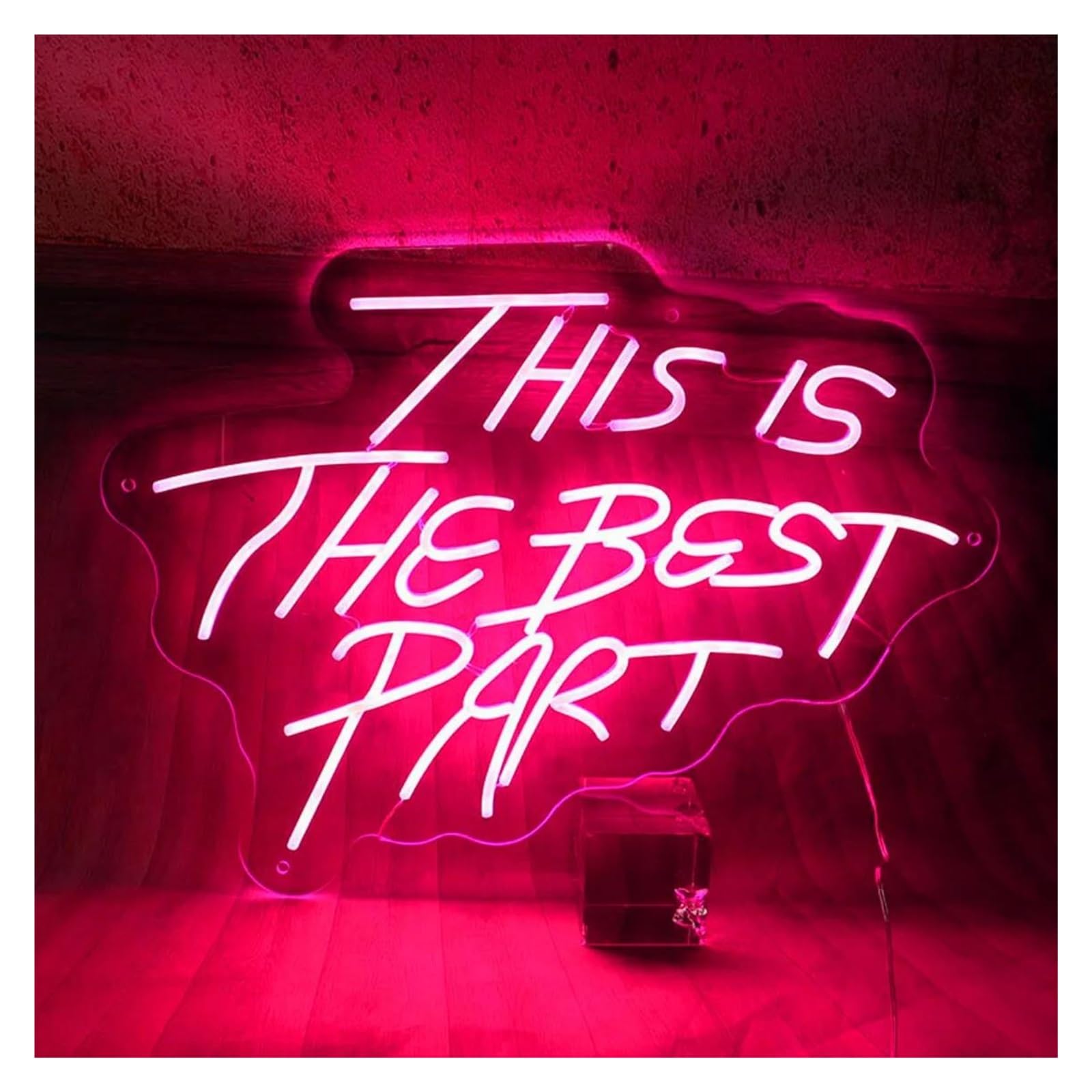 SHOUXI Sign Lamp This is The Best Part Neon Sign, Bachelorette Party Neon Light,Home Bar Party Light Decor 38x31cm(Red)