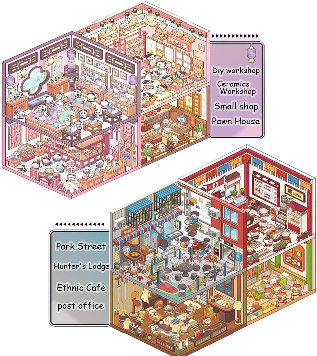 20 Sets 3D Sticker Scene Book for Adults & Kids - DIY DIY Horror Adventure House, Fantasy Art Therapy Stickers Collection - Image 4