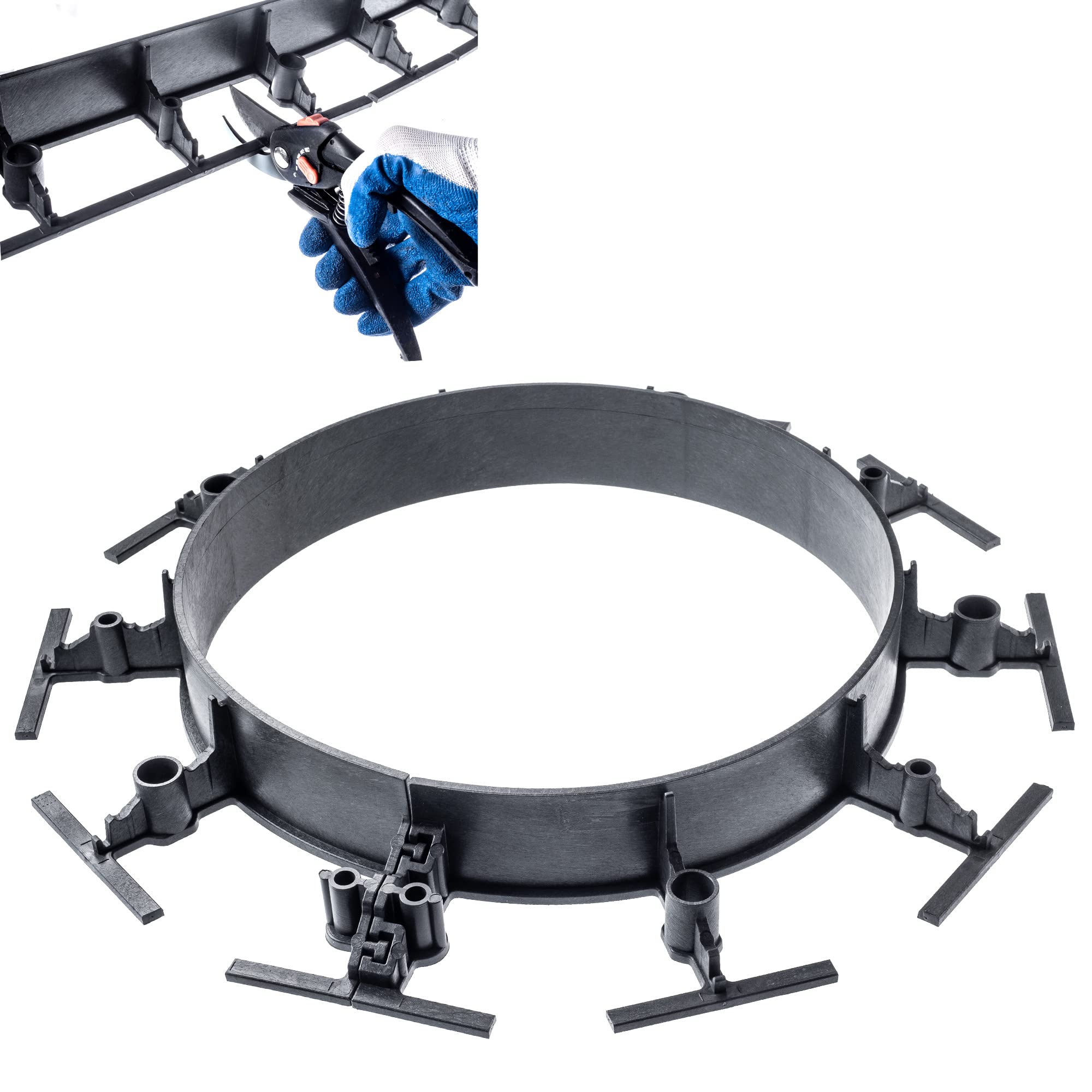 KADAX 20er Set Rasenkante, 58mm, + 60 Nägel, Beeteinfassung aus Kunststoff, Raseneinfassung mit Click-System, Beetumrandung Set, Mähkante, Pflasterkante (Schwarz, Set G)
