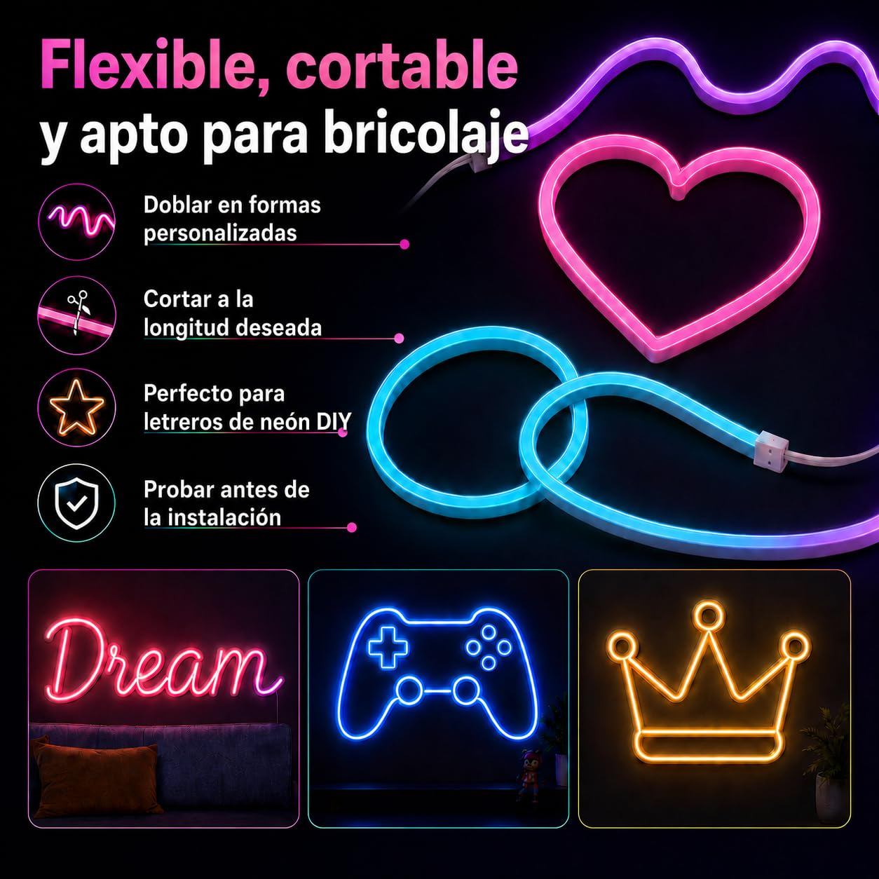 Meevt Tiras LED Exterior 20M, Luces Neón RGB 24V para Patio y Jardín | 72 LEDs/m, Tira Neon 20m, Ip65, Silicona Flexible, Control App Y Mando, Sincronizacion Musical, para Jardin, Patio, Fiesta