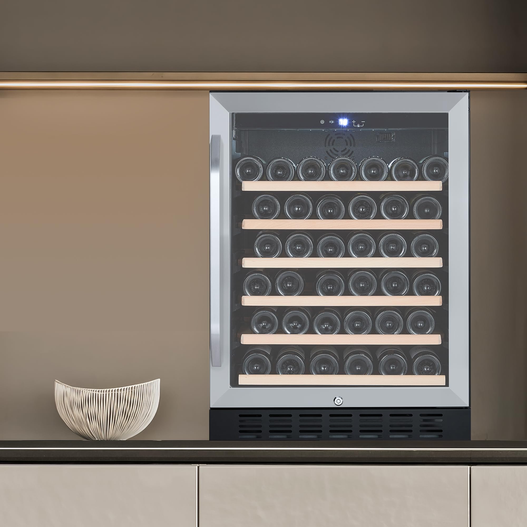 24 Inch 46 Bottle Wine Cooler Refrigerator,Wine Cooler Refrigerator with Temperature Control, Digital Control Panel, Built-in or Freestanding Fridge for Home/Bar/Kitchen,41°f to 64°f
