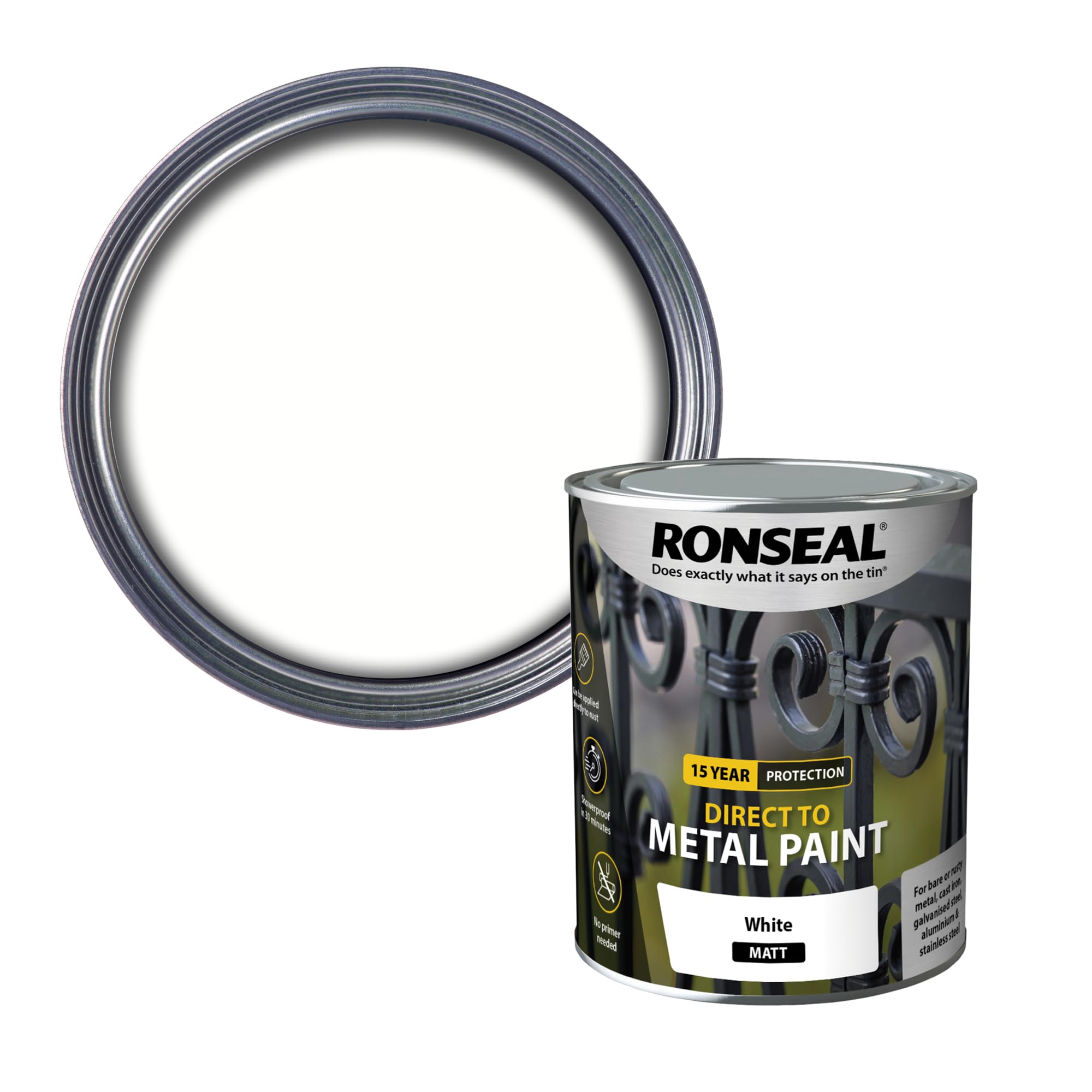 Ronseal Direct to Metal Paint White Matt 750ml