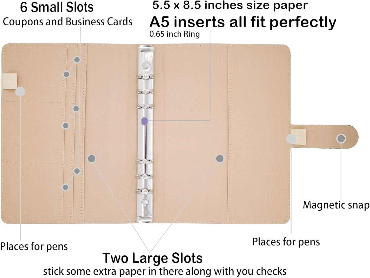 A5 Binder Planner Cover,Mini Binder Leather Notebook Portfolio Small Binder 5.5 X 8.5 Inches Personal Planner Binder Refillable Planner for Women (Chic Leoaprd, A5) : Office Products