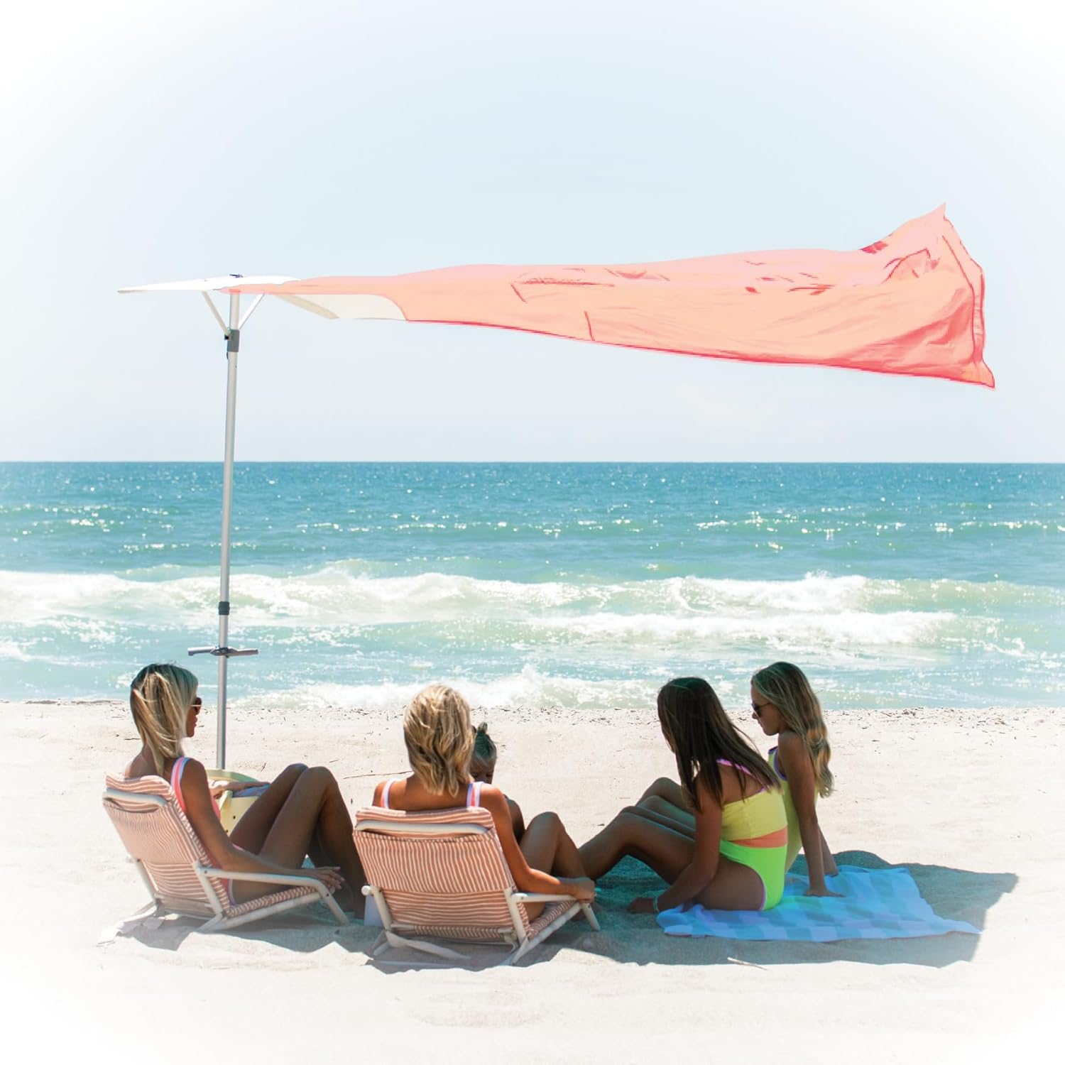 Solbello Shade - The ultimate Wind-Driven beach umbrella. Effortless to set up, lightweight, won't blow down the beach, UPF 50+ sun protection