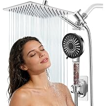 Title Filtered Shower Head,8 Inch Rain Shower Head with Handheld Spray Combo, Adjustable High Pressure Rainfall Shower Head, Dual Showerhead Set with Extension Arm and 60 Inch Long Shower Hose