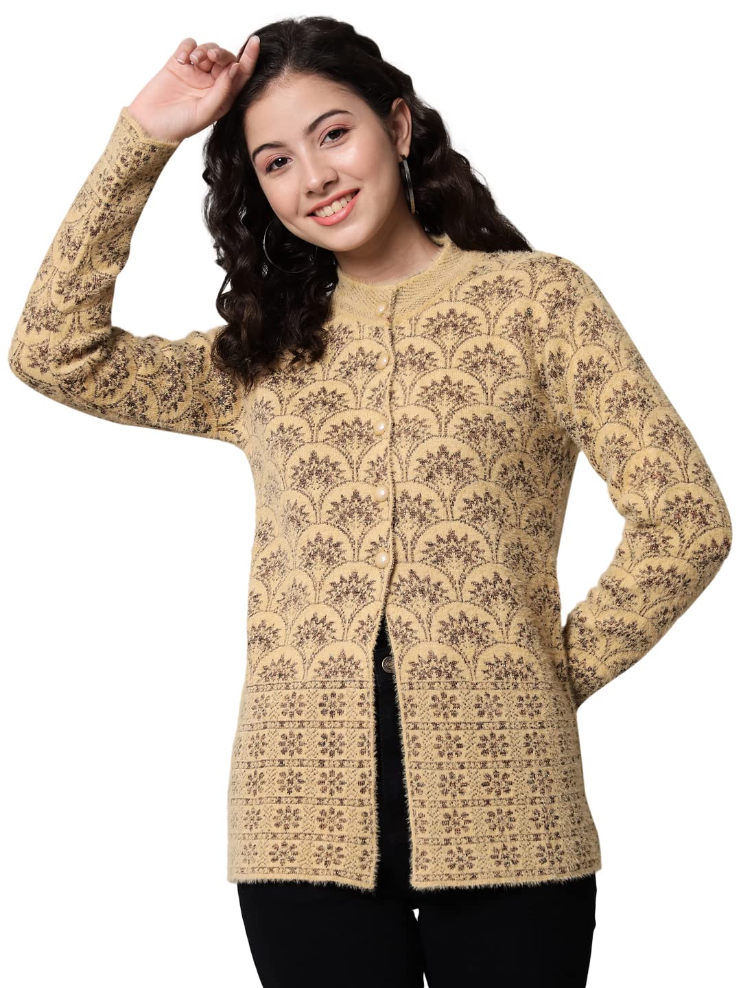 ewools Women's Wool Round Neck Cardigan-picture-11