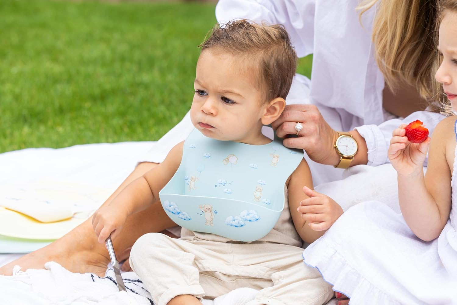 Silicone Baby Bib and Mat | Boys Girls Babies & Toddlers | Waterproof, Adjustable, BPA Free