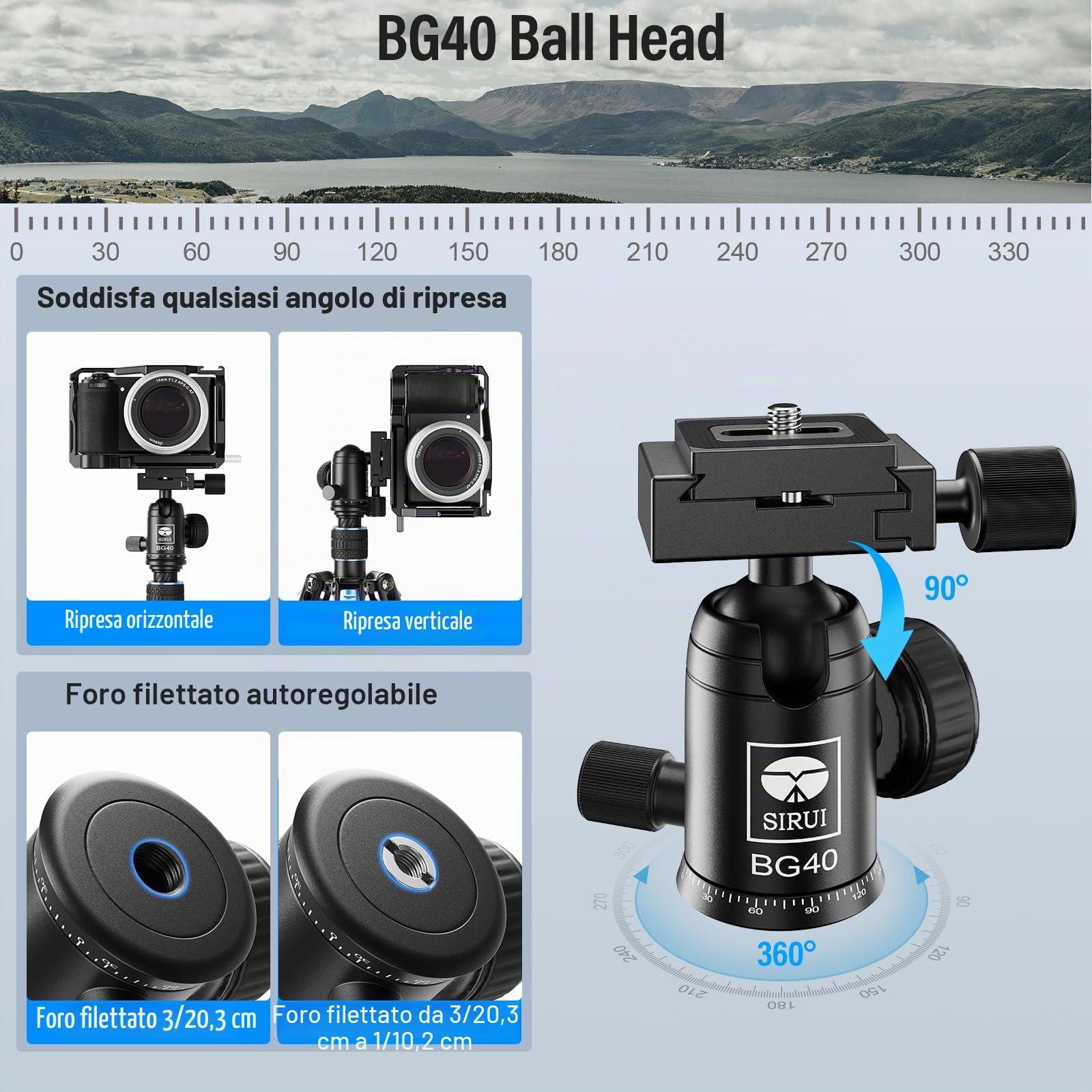 SIRUI Treppiede Fotocamera Carbonio Ultraportatile, 153cm Treppiede Viaggio con Testa a Sfera 360°, 920g Leggero Compatto, Carico Massimo 10KG, Ideale per Vlog/Paesaggistica - Traveler X-III