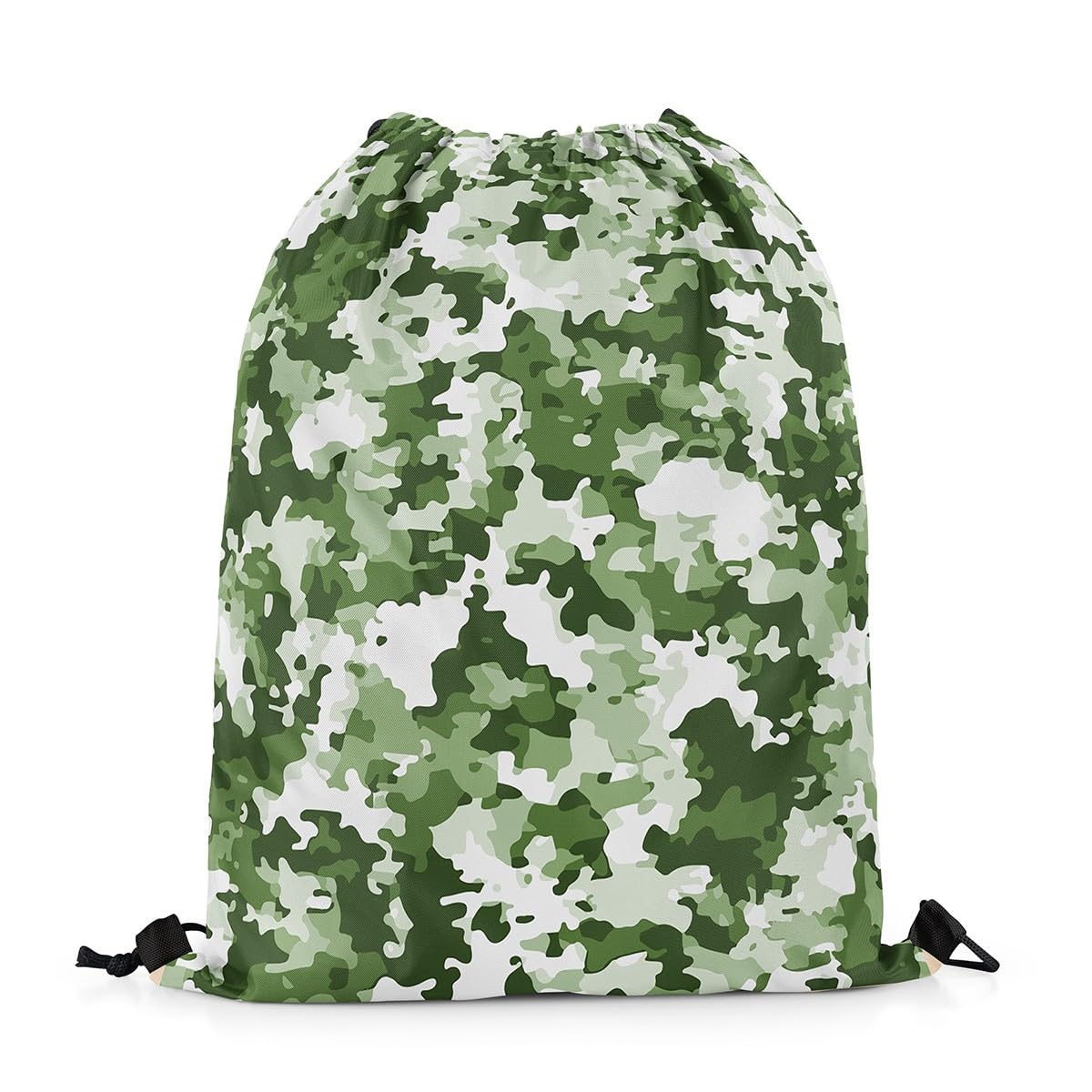 Castle Fairy Camouflage String Bag 16X13 Inch Green Pixel Camo Sports Backpack Birthday Gifts Abstract Art Drawstring Bags for Women Gym Shopping Sport Yoga