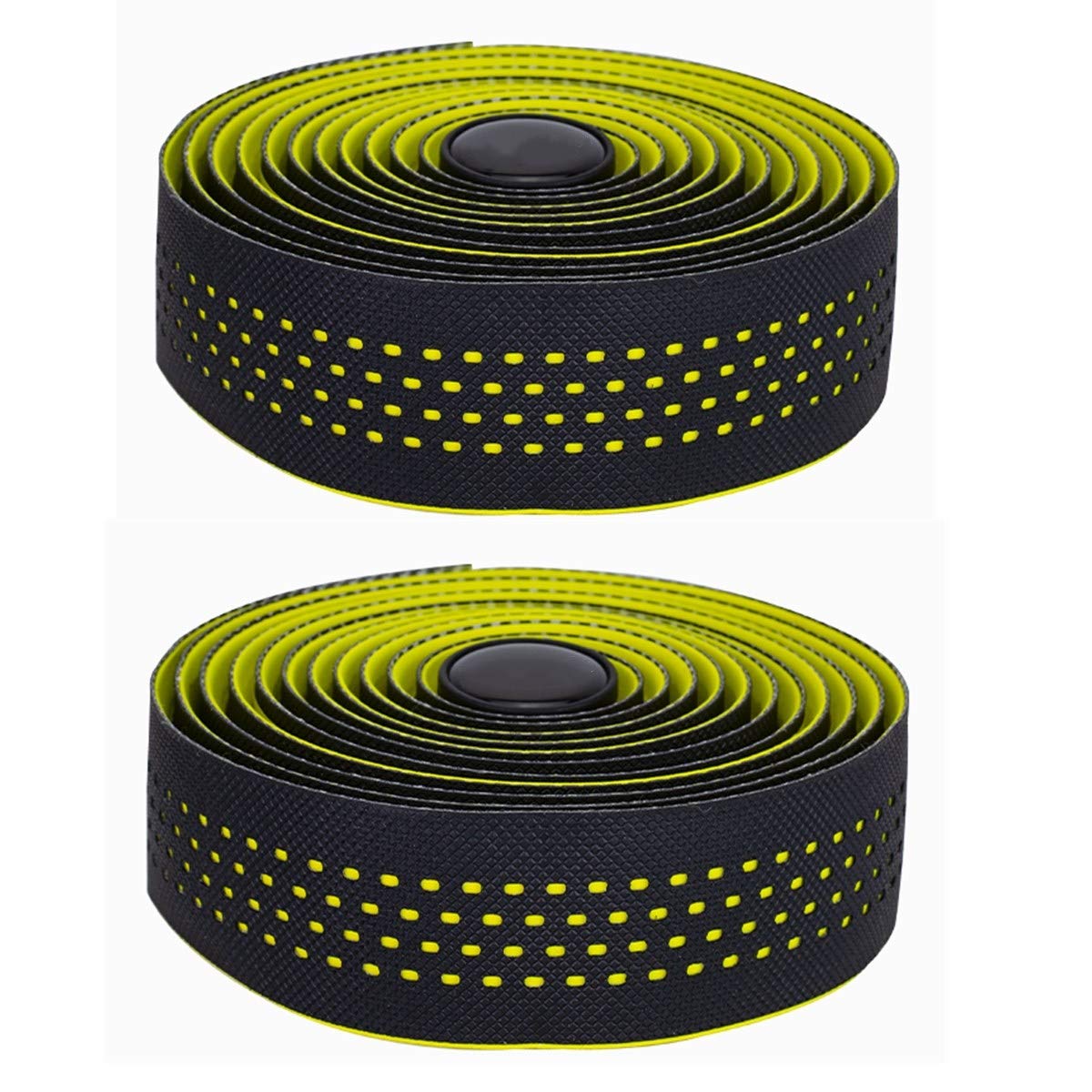 CNCBike Handlebar Tape, Road Bicycle Bar Tapes, 2 Pcs Cycling Handle Wraps for Mountain Bike, Black/Blue/Green/Red/White/Yellow/Pink (Yellow)