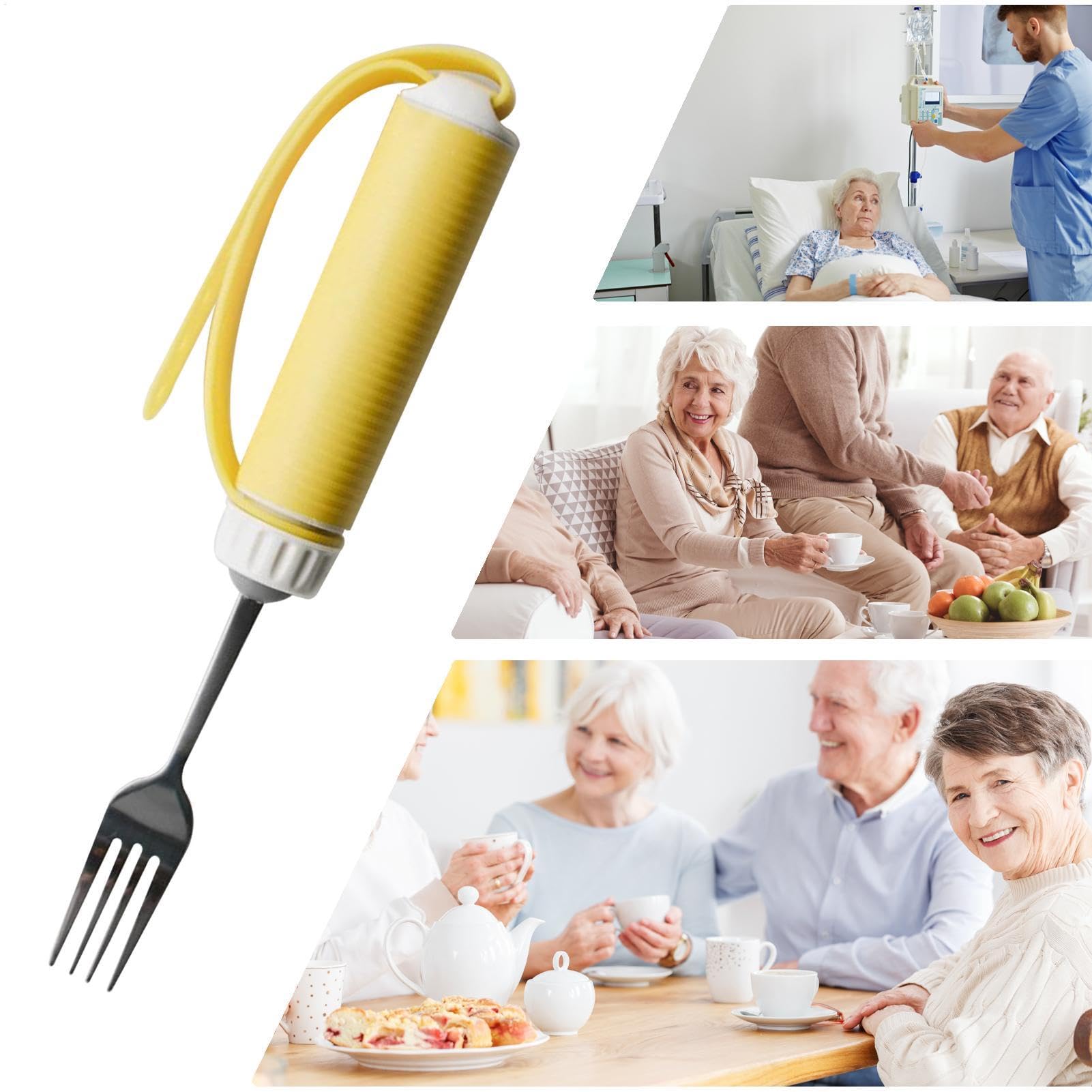 Easy Grip zestaw sztućców dla seniorów, obracane o 360°, z ergonomicznym, antypoślizgowym uchwytem, dla osób cierpiących na chorobę Parkinsona lub osoby z drżeniem