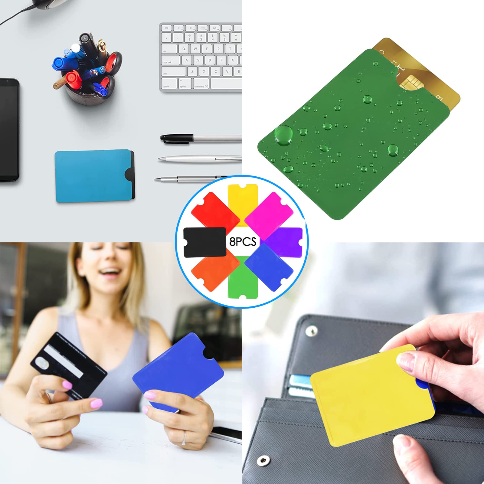 Rękawy blokujące RFID na dowód osobisty, 8 kolorów, ochrona przed kradzieżą NFC, bezdotykowe karty debetowe, ochrona przed kradzieżą tożsamości dla kart kredytowych, debetowych, wielobarwny, Standard, Nowoczesny