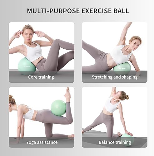 Miniatura 7 de FITMIND_Pilates Ball 10 Inch Anti-Burst Slip Resistant Mini Yoga Ball for Fitness, Core Training, Physical Therapy, Balance, Stability, Stretching