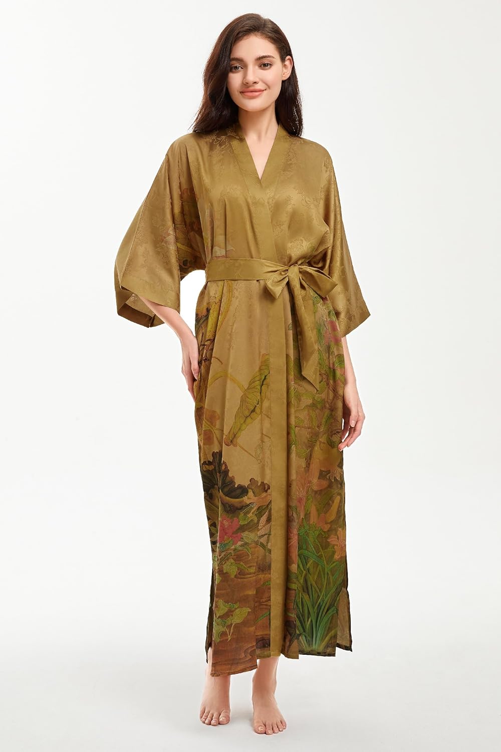 PRODESIGN Kimono Robe for Women - Long Satin Sleepwear Silky Kimono Cover-Up Nightgown Japanese Bathrobe Loungewear Blouse - Image 3