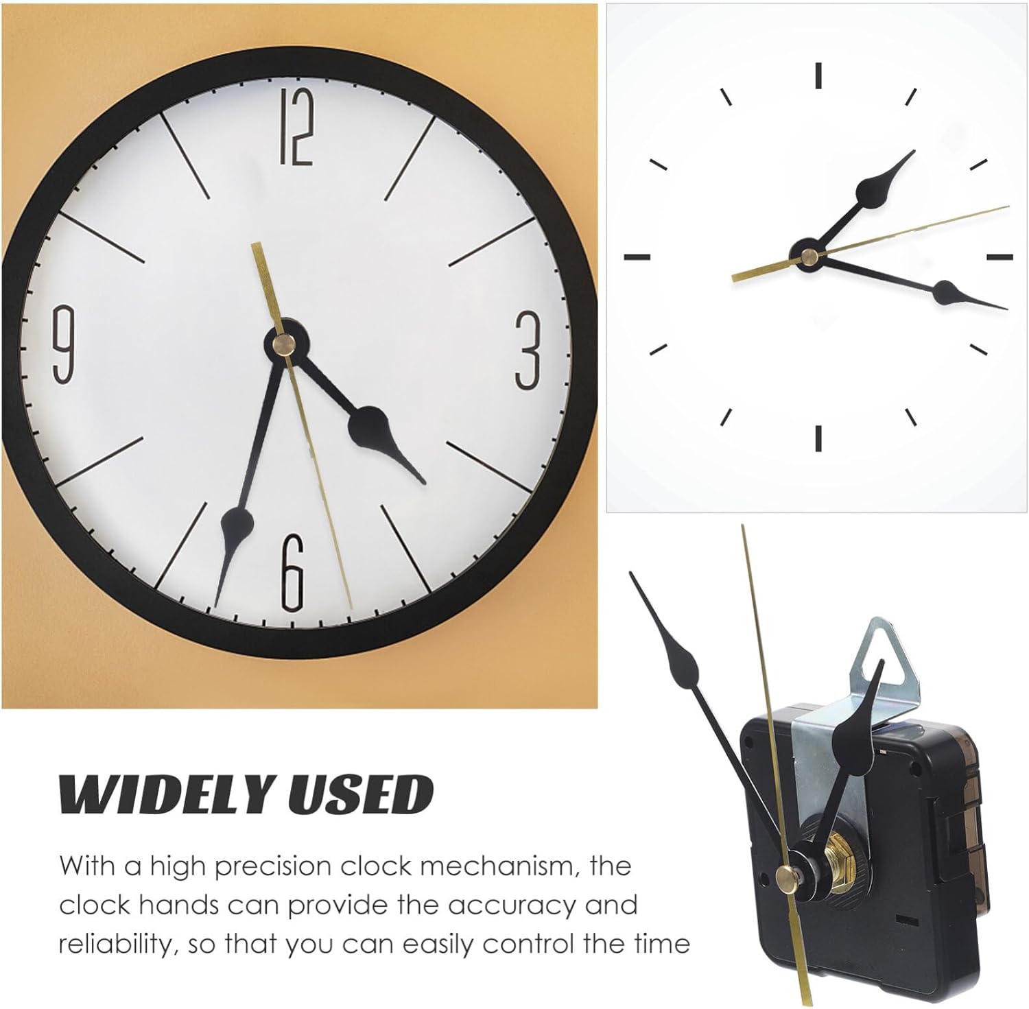 Yardwe 1set Clock Movement Kit High Precision Mechanism for Repairing Replacing Clocks Parts Compatible Easy to Install Accurate Timekeeping