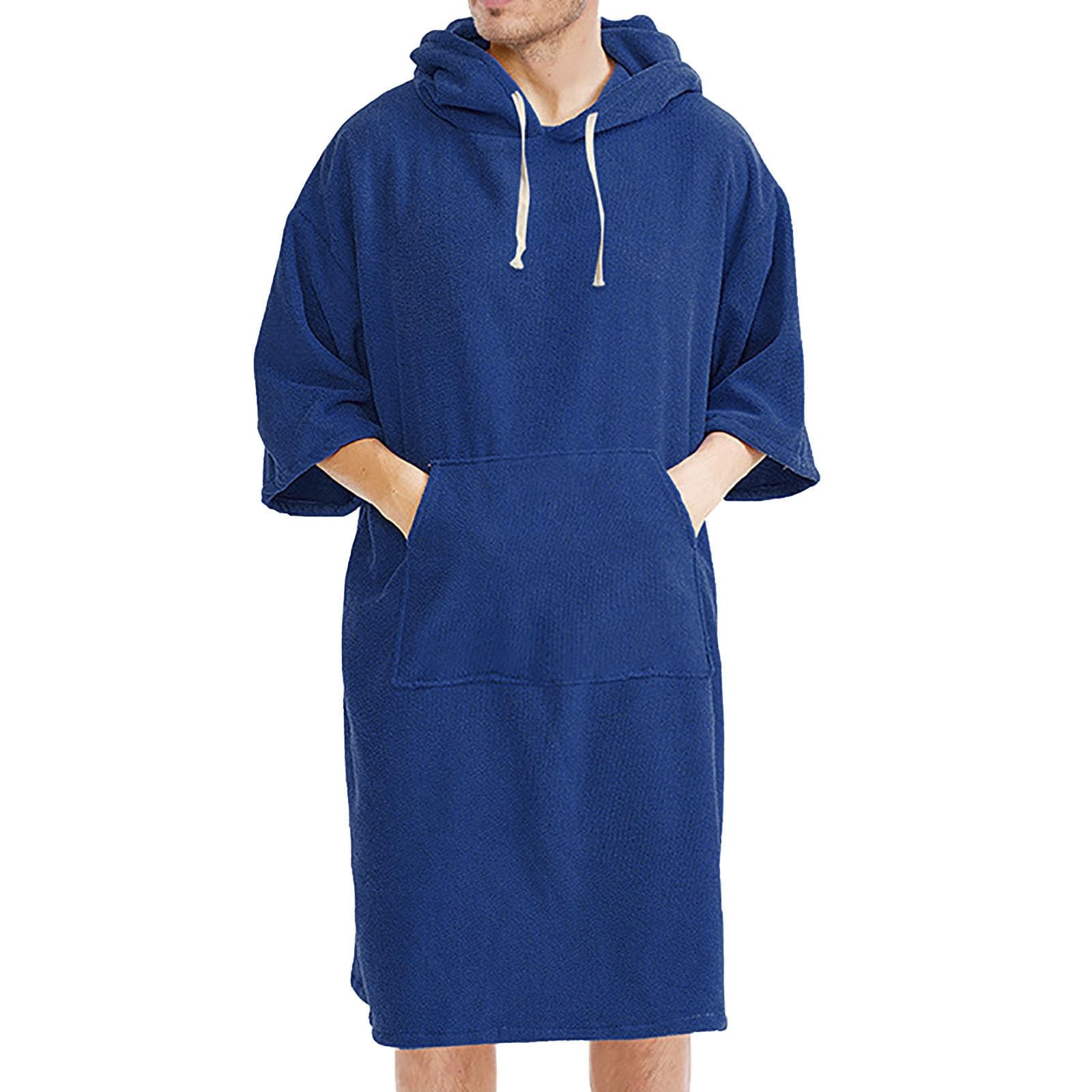 Poncho de playa unisex con capucha albornoz de rizo azul 7