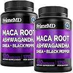 6-in-1 Organic Maca Root Ashwagandha Capsules 1710mg with DHEA and Black Pepper Fruit Extract for Women and Men - Black Maca Supplement for Stamina, Bone and Mood Support Supplement, 120ct (Pack of 2)