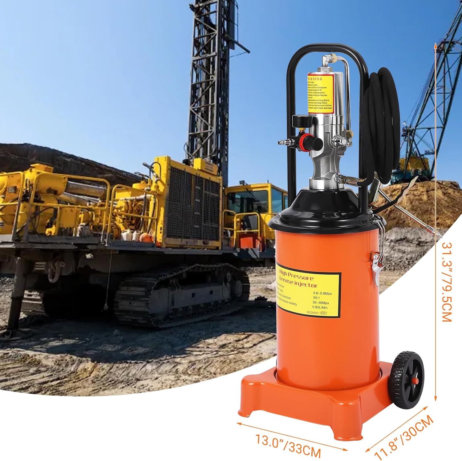 3/5/10.5Gal Grease Pump Heavy Duty Air Grease Pump 13ft High Pressure Hose & Gun - Picture 11 of 11