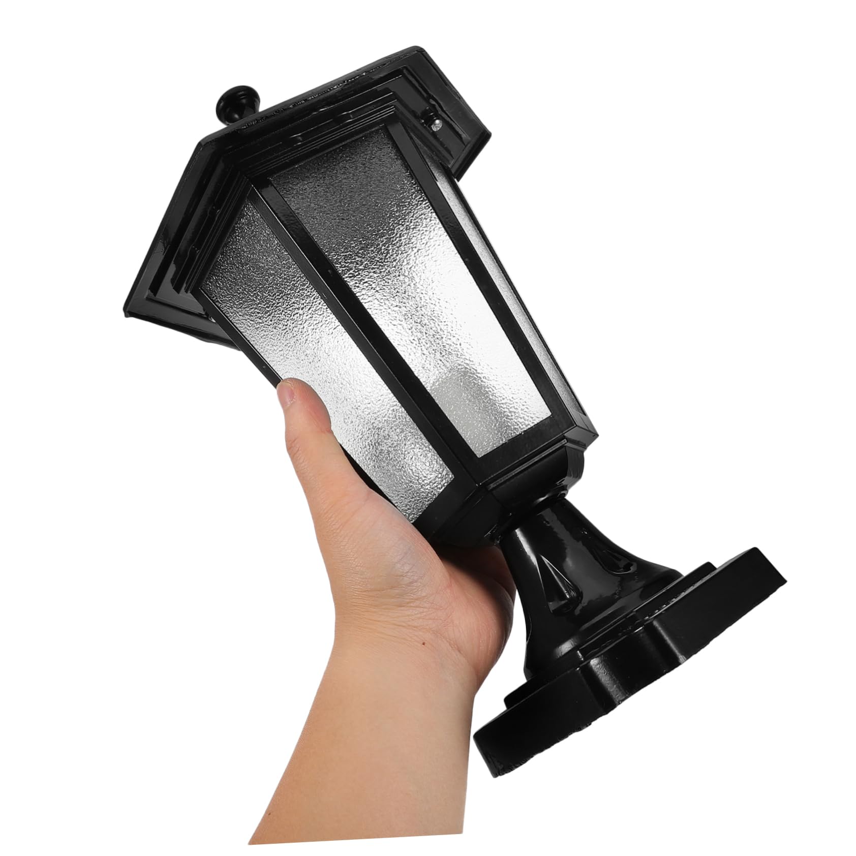 LIFKOME Lampadaire Extérieur pour Jardin Style Villa Européen Noir en Métal et Verre Étanche et Antipoussière Six Pans pour Piliers de Porte et Cours